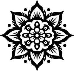 Mandala - Black and White Isolated Icon - Vector illustration
