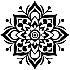 Mandala - Black and White Isolated Icon - Vector illustration