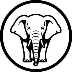 Fototapeta premium Elephant - Black and White Isolated Icon - Vector illustration
