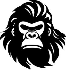 Gorilla - Black and White Isolated Icon - Vector illustration