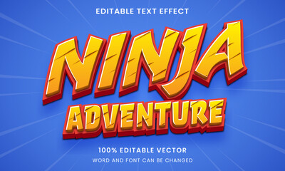 super ninja adventure Comic Cartoon tittle 3D Editable text Effect Style