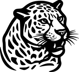Leopard - Black and White Isolated Icon - Vector illustration
