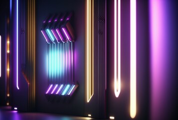 realistic background with neon light. generative ai