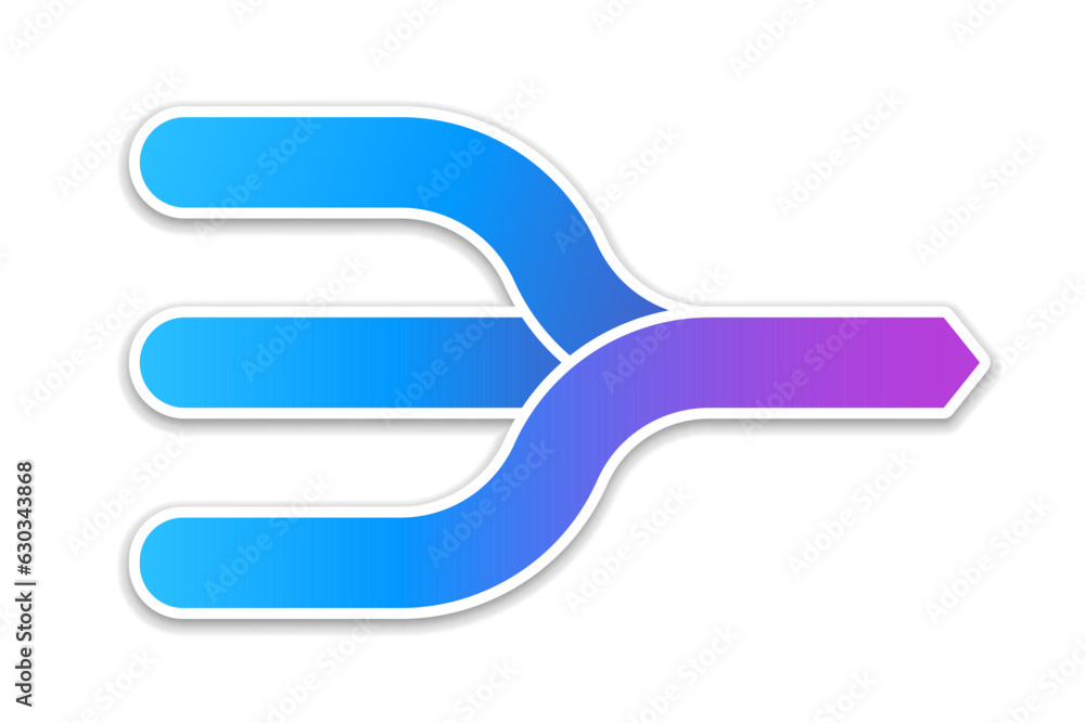 Canvas Prints three arrows merging blue gradient icon. clipart image isolated on white background