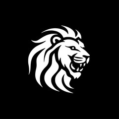 Lion - Black and White Isolated Icon - Vector illustration