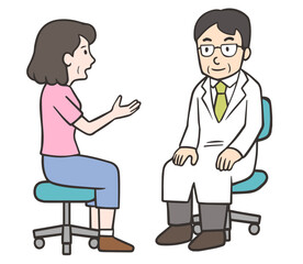 Fototapeta premium 医者に症状の説明をする中年女性の患者