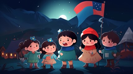 Naklejka premium 3D cartoon illustrations produced to celebrate Chile's Independence Day.AI generated. 