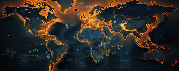 world map, weather screen forecast