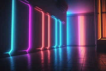 realistic background with neon light. generative ai