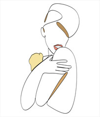 One line drawing face. Abstract woman portrait. Modern minimalism art. - Vector illustration