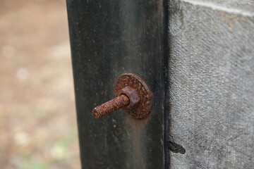 iron bolt on the iron angle , fixed ,rusting when ages