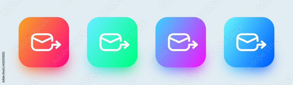 Poster Send message line icon in square gradient colors. Mail signs vector illustration.