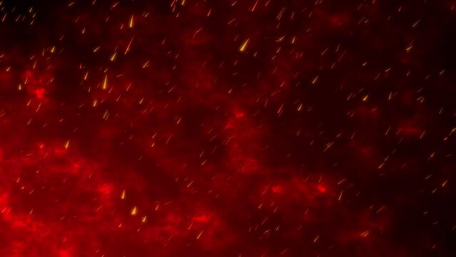 Abstract isolated fiery glowing particles on a black background fly up. Fire sparks on a dark background. Fire Animation. Raging Campfire Flames. Flying Embers from fire. 3d. 4k animation