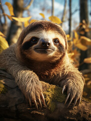 Naklejka premium Sloth in its Natural Habitat, Wildlife Photography, Generative AI