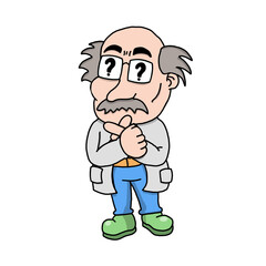 Obraz premium Scientist Thinking Science Illustration Drawing Educational