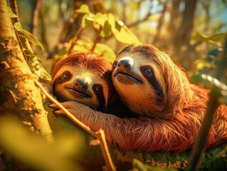 Sloth in its Natural Habitat, Wildlife Photography, Generative AI