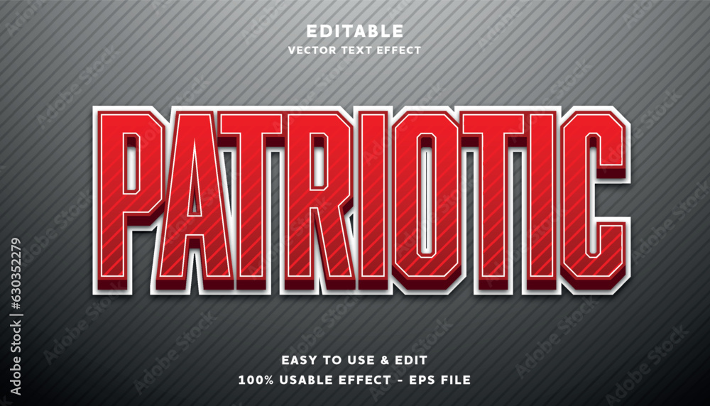 Poster patriotic editable text effect with modern and simple style