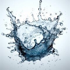 Fototapeta na wymiar Dynamic Water Splash: Water Splashes on White Background - AI generated