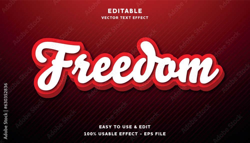 Poster freedom editable text effect with modern and simple style