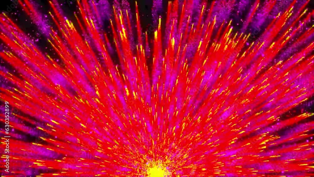 Poster colorful explosion of particles background 3d animation. abstract graphic exploding. visual effect b