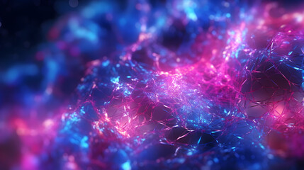 Obraz premium Futuristic Neural Odyssey: Purple and Blue Laser Lines Background, generative ai 