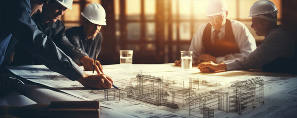 Construction engineer planning work on factory site.