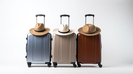 three suitcase on a white background