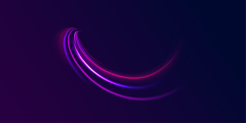 City light trails motion background. Abstract neon background with shining wires.	Speed light streaks vector background with blurred fast moving light effect, blue purple colors on black.