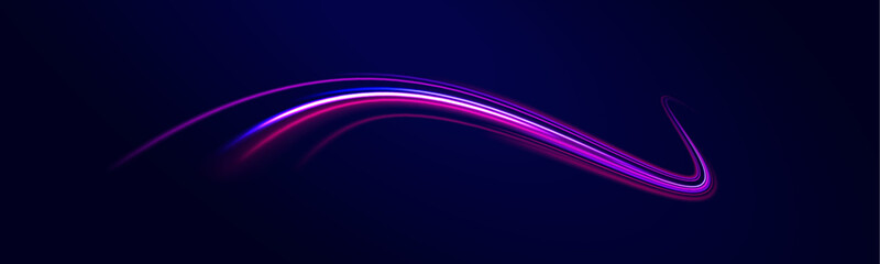  Technology stream design illustration. Racing cars dynamic flash effects city road with long exposure night lights. 