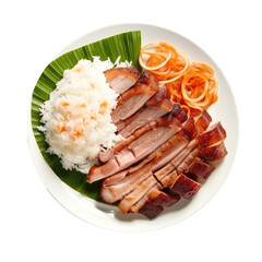 Lechon Filipino Cuisine On White Plate On Isolated Transparent Background, Png