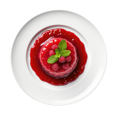 Rote Grtze Red Berry Compote German Cuisine On White Plate On Isolated Transparent Background, Png