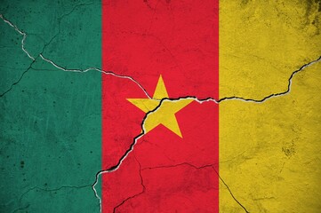 An image of the Niger flag on a wall with a crack.