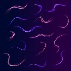 Light and stripes moving fast over dark background. Concept of leading in business, Hi tech products, warp speed wormhole science vector design.	