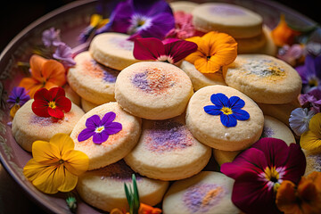 Obraz na płótnie Canvas Folk floral-themed Mexican wedding cookies