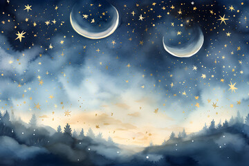 Fototapeta premium Starry Nights & Best Wishes: A Dreamy Celestial Greeting