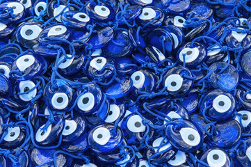 Eye-shaped amulets or Nazar ornaments used to protect against the evil eye, Cappadocia, Turkey