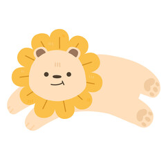 Obraz na płótnie Canvas Lion sunflower cute animal cartoon