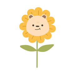 Lion sunflower cute animal cartoon