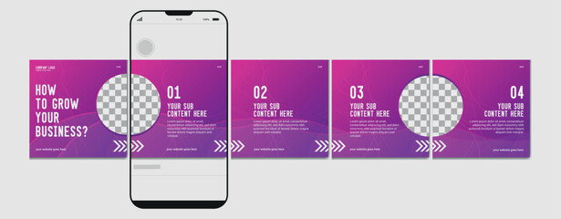 Set Of Instagram Carousel Post Template, Editable Instagram carousel post, social media carousel post for business, template eps 10. © Graphaxil