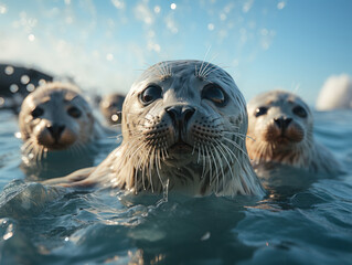 Fototapeta premium Seal in its Natural Habitat, Wildlife Photography, Generative AI