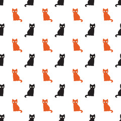 Black and red cats seamless pattern