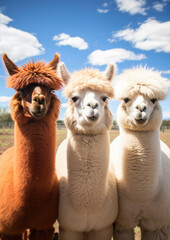 Obraz premium Funny white alpaca portrait.