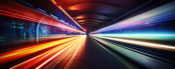 Fototapeta premium Vivid light trails in subway.