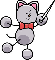 指揮者なにゃんまるのイラスト(左右反転バージョン)　猫
