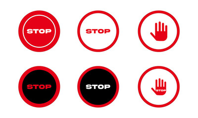 Creative stop icon sets. Vector illustration stop hand icons.