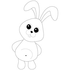 Coloring pages. Outline of a cute hare with teeth on a white background. Cartoon vector illustration. Beautiful animal.