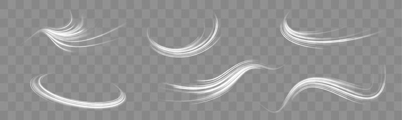 White sparks glitter special light effect. Dynamic white spiral, vortex or blizzard. Sparkling light effect on transparent background.