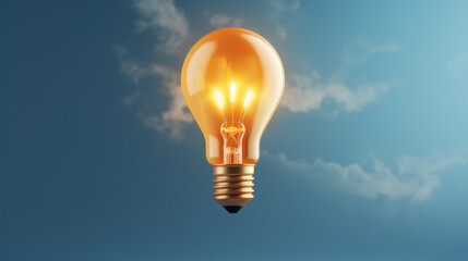 A floating yellow light bulb