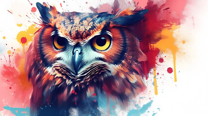 Colorful Brilliance: Close-up of a Vibrant Owl, generative ai 
