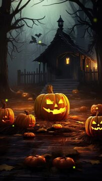 Vertical video halloween background with pumpkin
